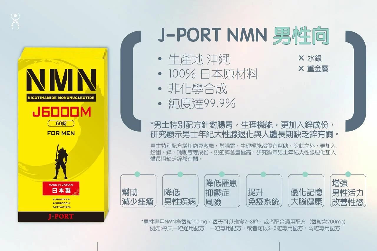 日本J-Port株式會社 NMN 99.9% |專屬男仕配方|女仕專屬|男女通用配方